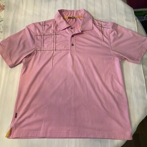 CBUK Mens Size L Pink Short Sleeve Performance Golf Polo Shirt Stitching